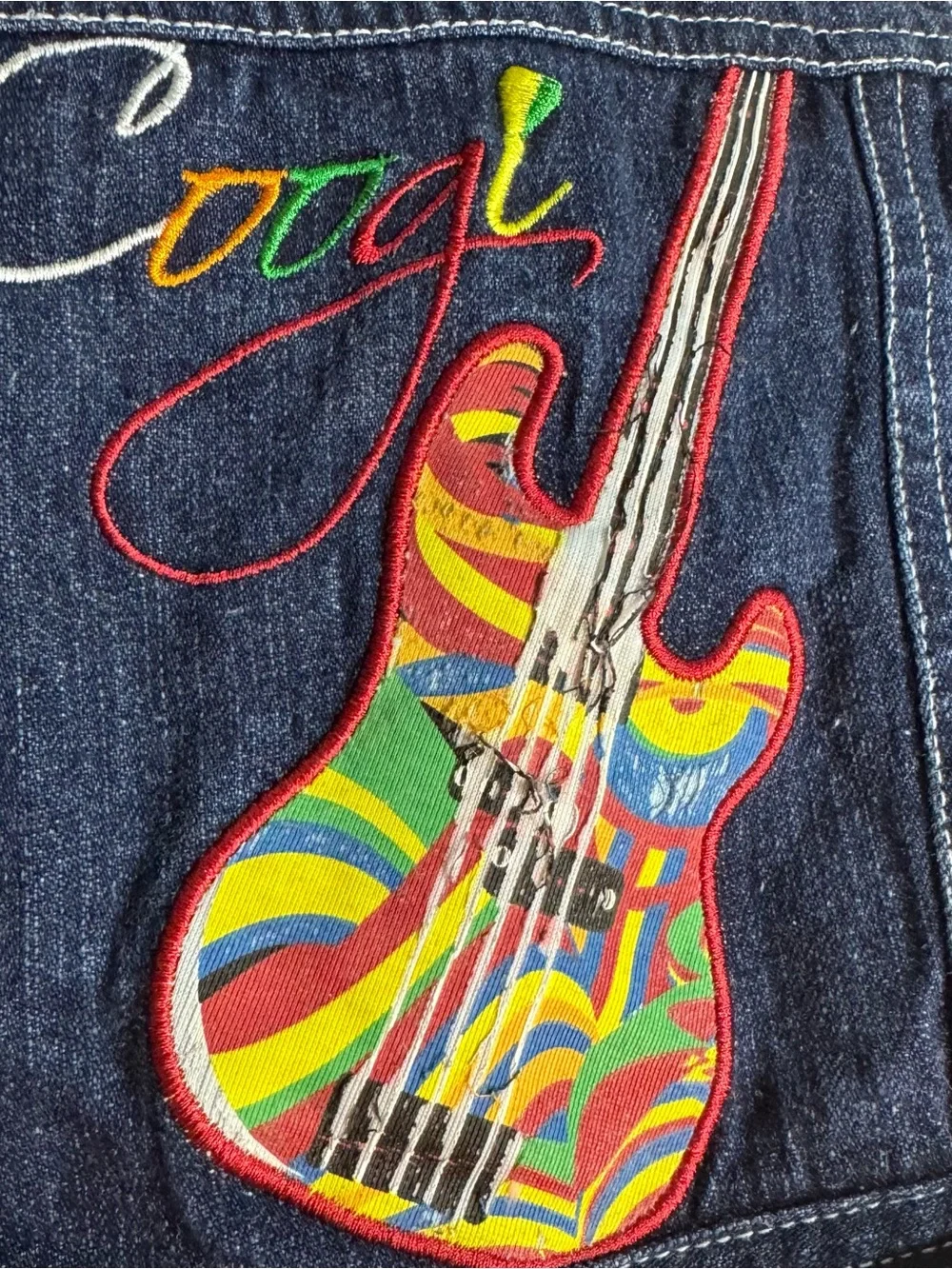 Coogi Baby Denim Jacket 0-6M Rainbow Guitar Embroidered Jean Coat